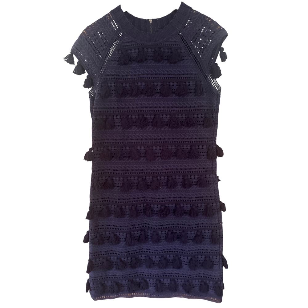 Sea New York Dress 4 Navy Eyelet and Tassle Sheath Dress